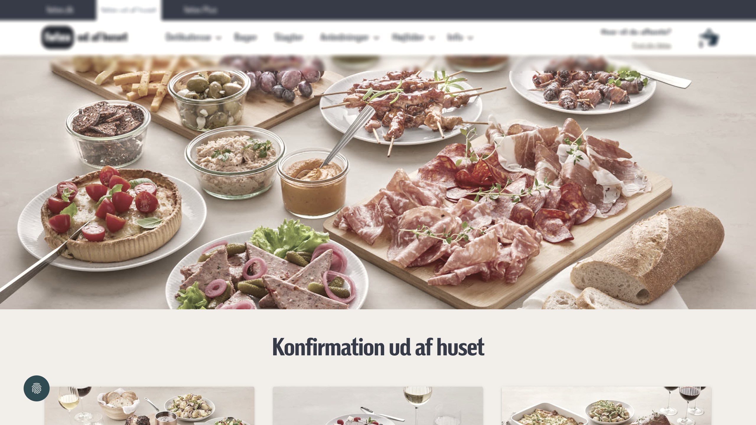 Mid-market brand catering homepage screenshot